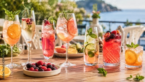 Fresh drinks at a coastal setting