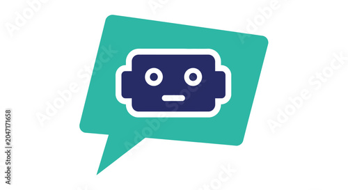 Robot Face in Speech Bubble.