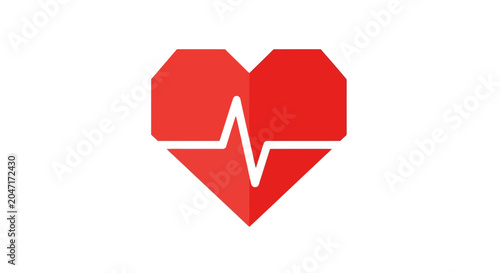 Red Heartbeat Line Symbol Icon.