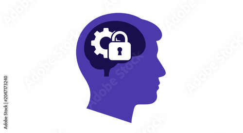 Brain with lock and gear.