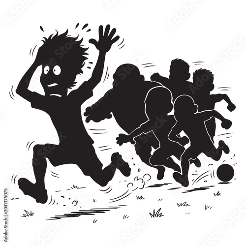 Worried Soccer Player Running from Opponents Cartoon Sports Vector