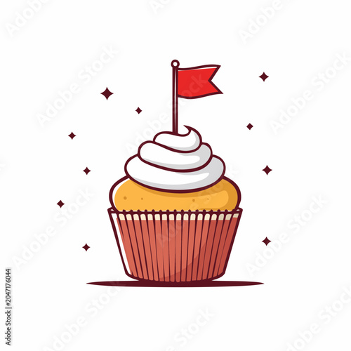 Cupcake with Red Flag
