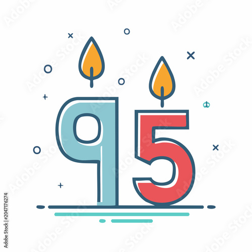 Number 95 Birthday Candles Icon
