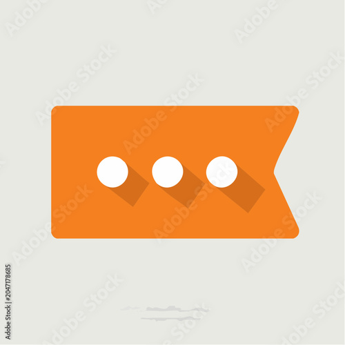 Orange speech bubble with three white dots and shadow