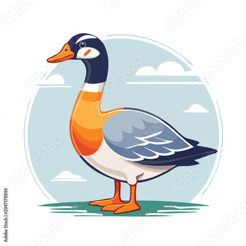 Stylized goose illustration with flat design style