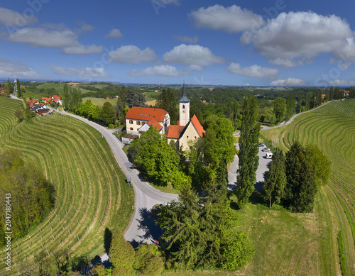 Landscape with vineyards around the village of Jeruzalem, Ljutomer - Jeruzalem is a small settlement in the eastern part of the Slovene Hills (Slovenske gorice) in northeastern Slovenia.