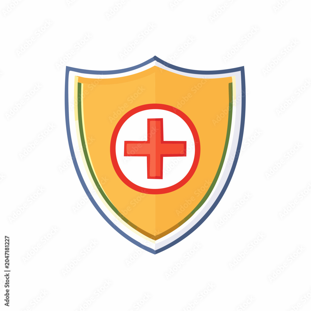Fototapeta premium Medical Shield Icon with Red Cross