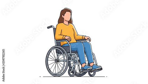 Bild auf Leinwand A woman sits calmly in her wheelchair indoors.