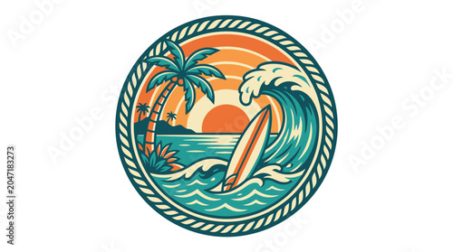 Surfboard Riding Ocean Wave Sports.
