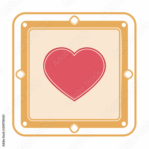 Stylized Red Heart Icon in a Decorative Frame