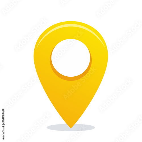 Yellow map pin icon on white background