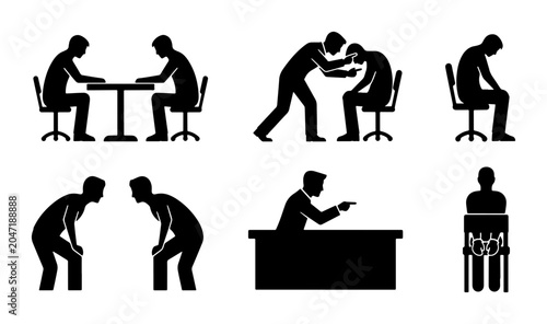 Bild auf Leinwand Workplace Conflict Icons, Business Stress Set, Office Bullying Graphics, Human R