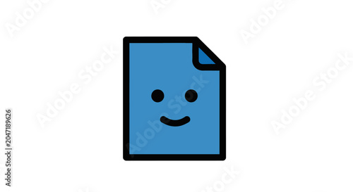 Smiling blue document character with a folded corner.