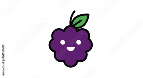 Simple purple grape character with a cute face.