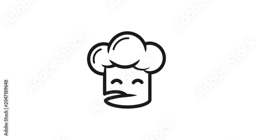 Smiling chef hat outline icon illustration.