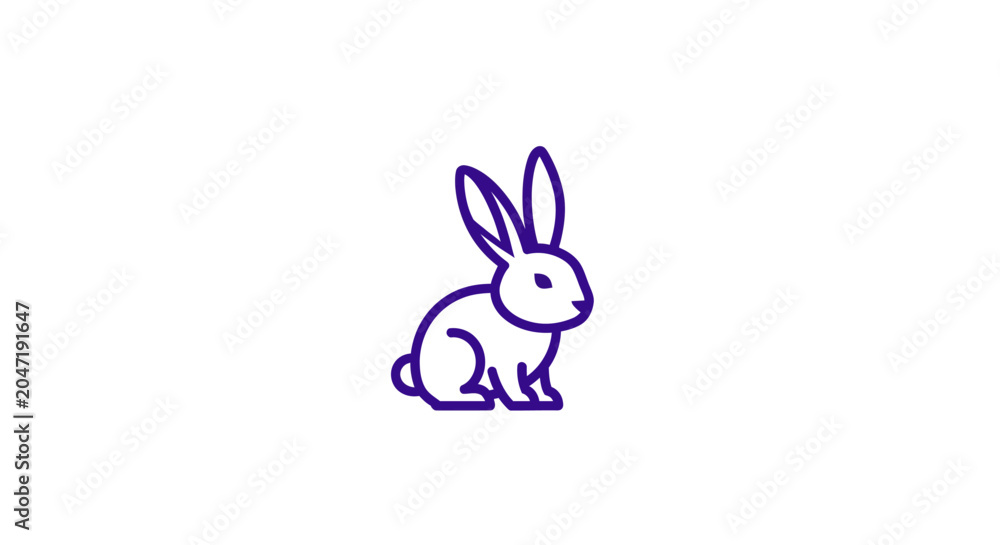 Obraz premium Elegant purple line art rabbit logo for branding.