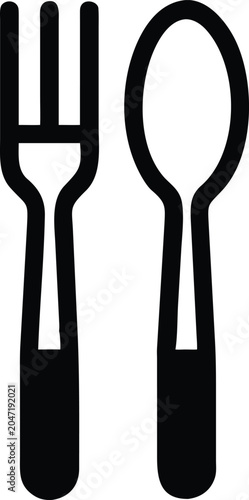 Εκτύπωση καμβά Black fork and spoon icons, cutlery symbols, dining utensils, flatware illustrat