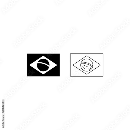 Minimalist Black and White Brazil Flag Icon Set