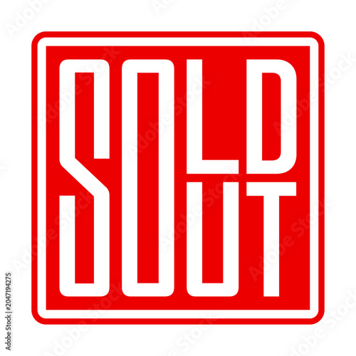 Schilderij op canvas Vibrant red and white graphic emblem with prominent 'SOLD OUT' text, signifying
