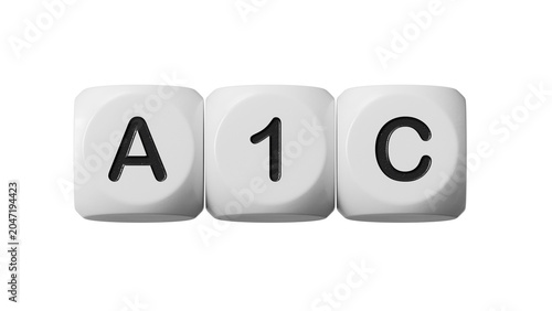 A1C text on wooden dice, medical concept.close up of wooden dice,Business Concept.Supports PNG files with transparent backgrounds.