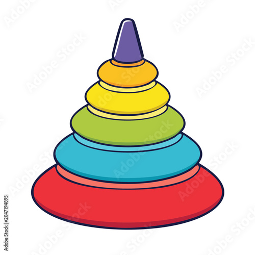 Colorful stacking ring toy illustration