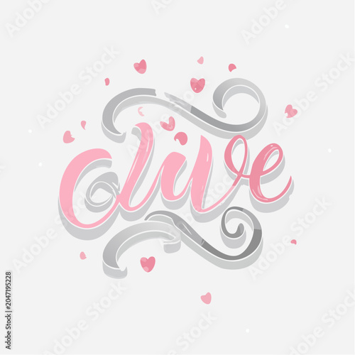 Live calligraphy with pink hearts