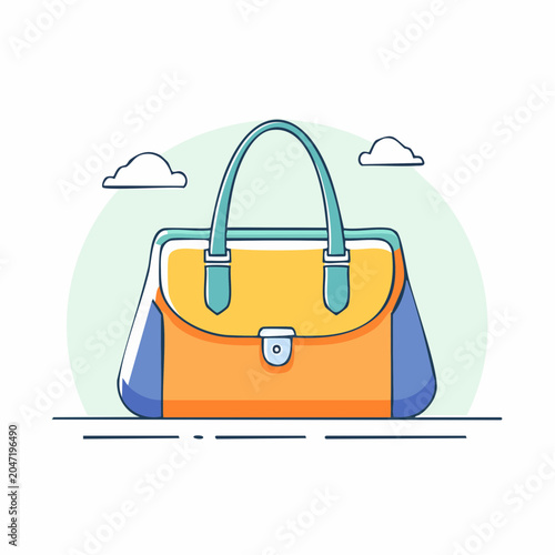 Stylized Illustration of a Colorful Handbag