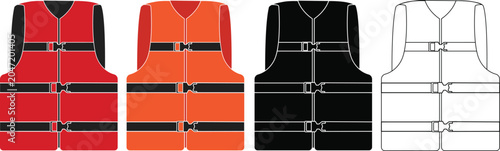 Bilde på lerret Life jacket vector set featuring colorful clipart, bold silhouette and clean outline styles