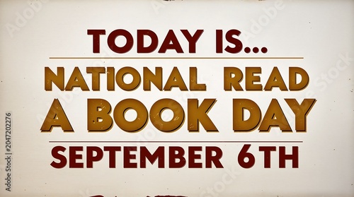 National read a book day sign on beige background with date