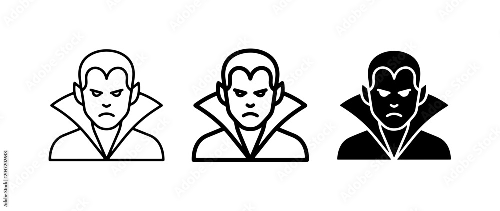 Εκτύπωση καμβά Vampire Icons, Dracula Symbols, Gothic Character Graphics, Halloween Vector Set