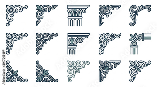 Classic Ornamental Corner Designs and Architectural Elements