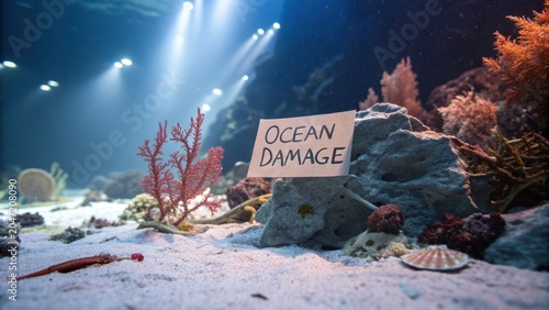 Underwater Scene Highlighting Ocean Damage and Coral Destruction