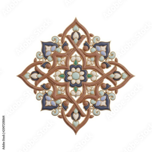 Intricate Moroccan Zellige Tile Pattern with Floral and Geometric Motifs.