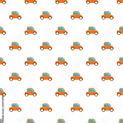Fotografie Orange cartoon cars repeating in a seamless pattern design