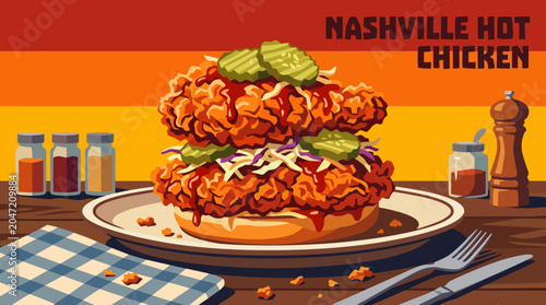 Photography nashville hot chicken american street food cuisine traditional recipe fastfood c
