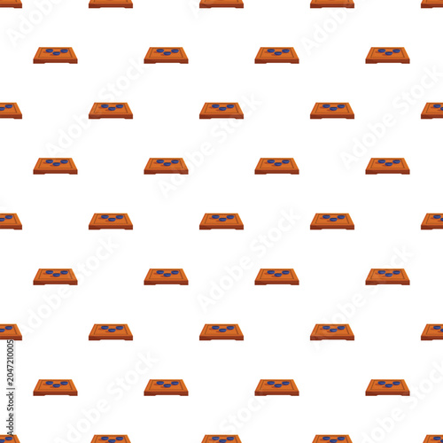 Quadro su tela Wooden board game pieces creating a seamless pattern on a white background