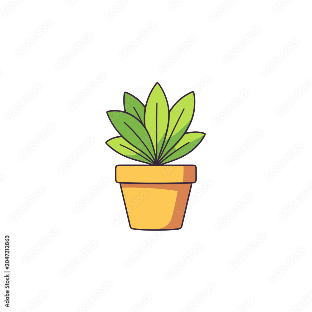 Obraz premium Potted Succulent Plant Icon, Isolated Vector Illustration with Green Leaves and Terracotta Pot for Gardening or Home Decor Design