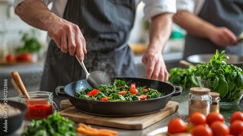 People attending a cooking class, learning new recipes, culinary arts,