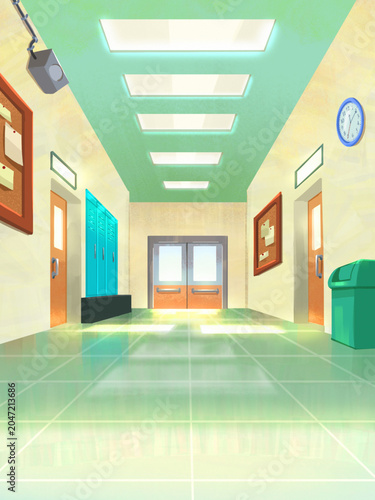 School Hallway Background Illustration