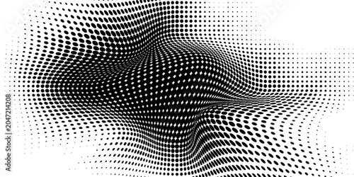Tableau sur toile An abstract, irregular black shape composed of halftone dots
