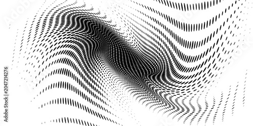 Photos An abstract, irregular black shape composed of halftone dots