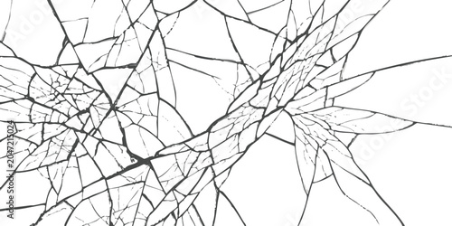 Obraz na płótnie Broken glass texture with many cracks and sharp lines showing a shattered patter