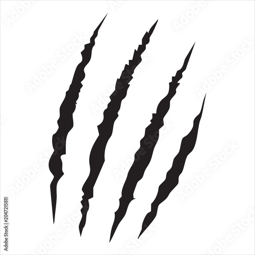  Animal silhouette claw paw marks, tiger, dog, lion, monster, scratches, talons cuts cat, tiger, isolated on transparent background.