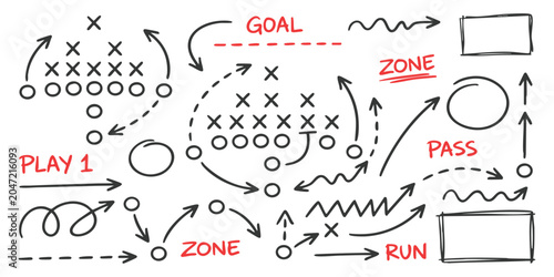 Foto American football strategy play book diagram with tactical arrows and player pos