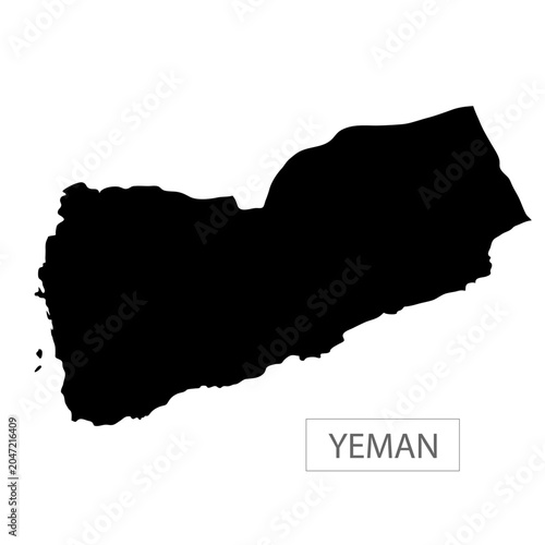 Bild auf Leinwand black silhouette map of the country Yemen, located on the southern end of the A