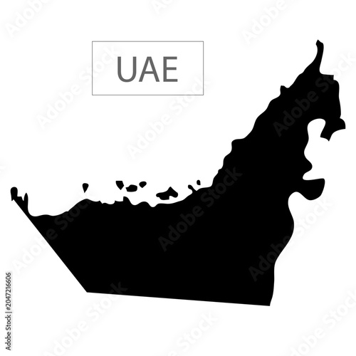 minimalist silhouette,  map of the United Arab Emirates , UAE,  geographical borders and shape,  located in the eastern part of the Arabian Peninsula in Southwest Asia