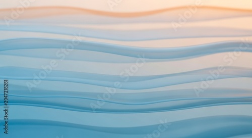 Serene Horizon: Abstract Sculpted Waves in Blue and Peach Hues