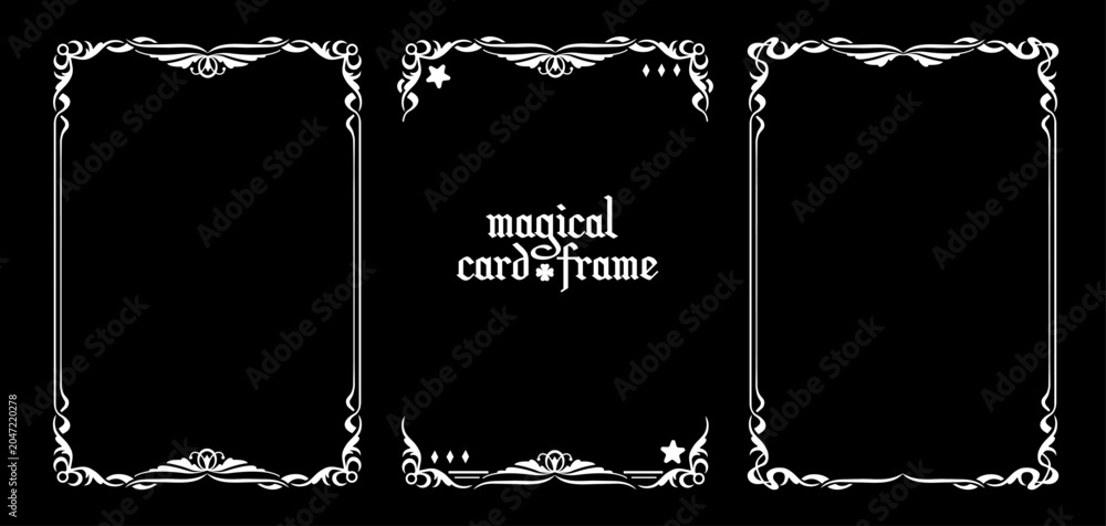 Naklejka premium magical fairy tale card frames - fairies and forest ornament decoration design