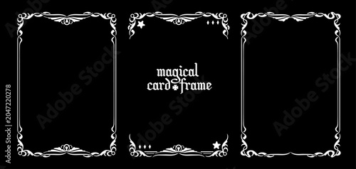 magical fairy tale card frames - fairies and forest ornament decoration design