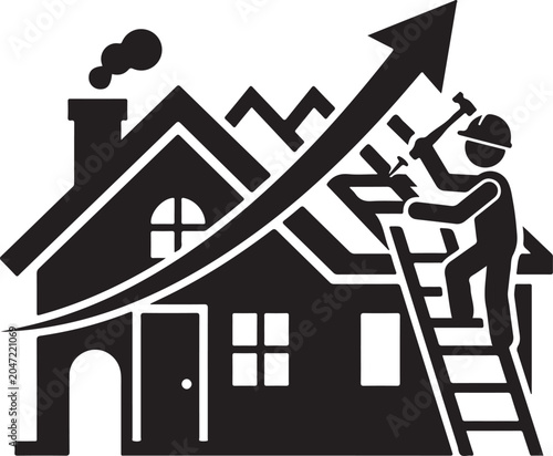 home renovation silhouette improvement construction project concept